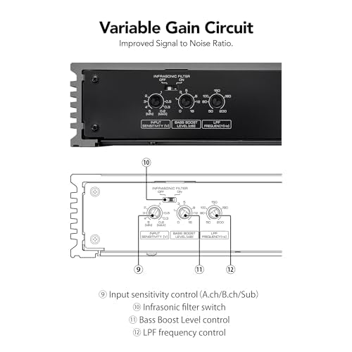 Kenwood KAC-511 CB Amplificador Mono Clase D con Crossover Pasa Bajos Variable - KAC-511 - imagen producto 4