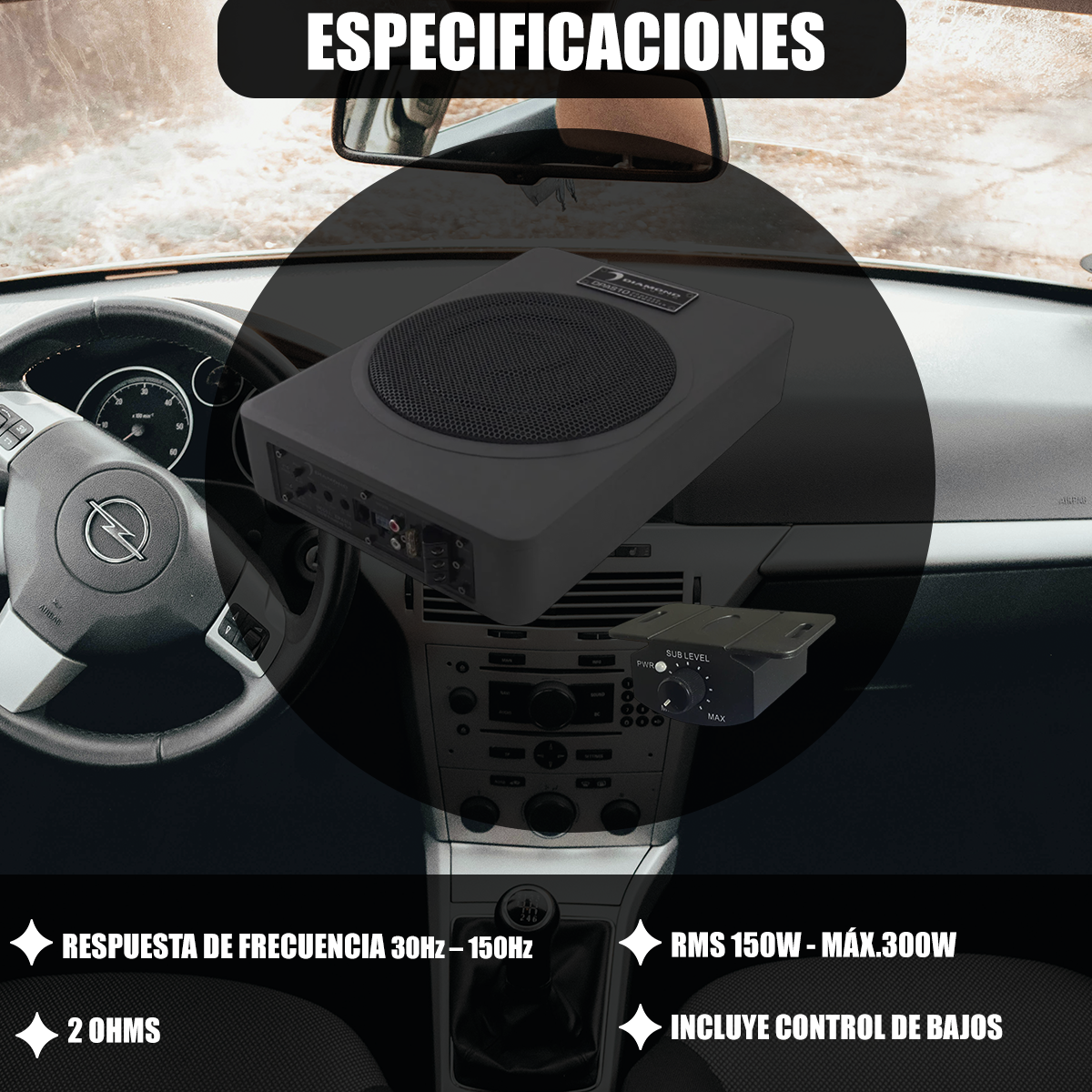 Subwoofer Activo Compacto Diamond Audio 10” Serie DMD DPAS10