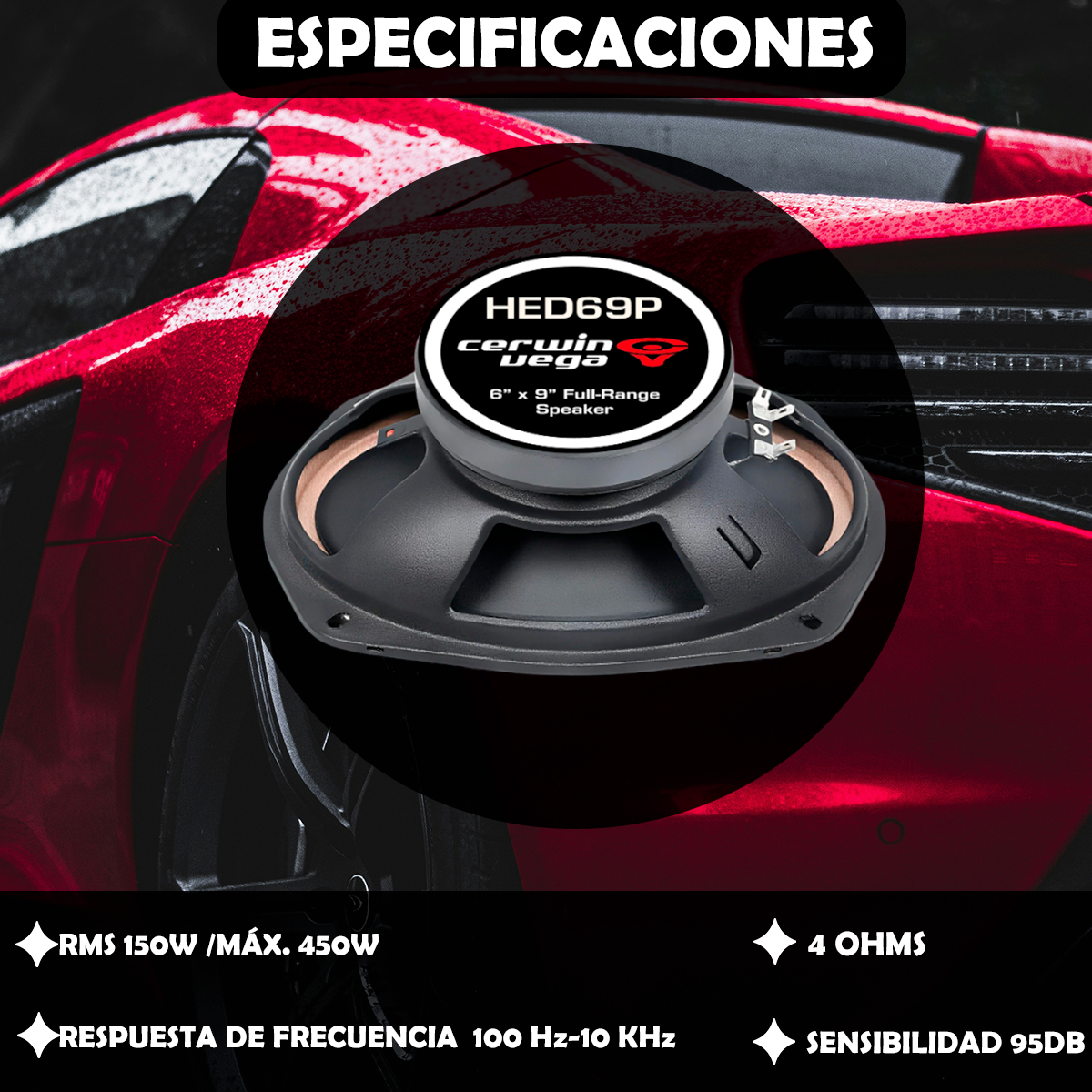 Bocina Medio Rango Cerwin Vega De 6x9 Pulgadas Hed69p