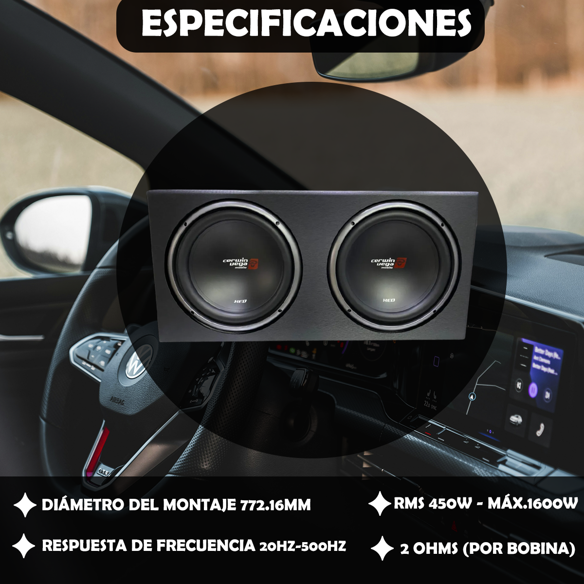 Cajón Dual Cerwin Vega con Subwoofers de 12 Pulgadas XE12DV