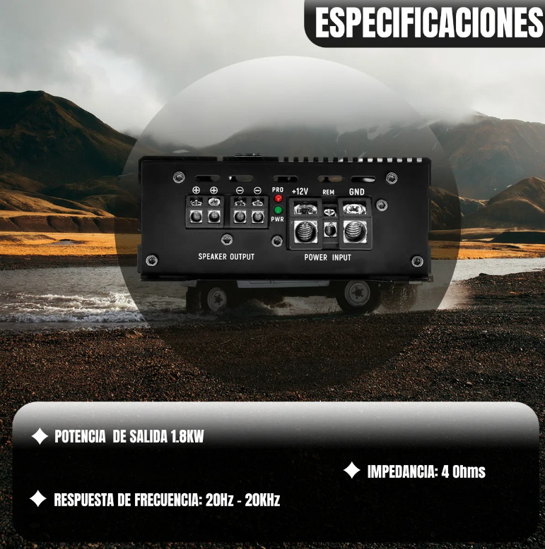 Amplificador 4 Canales Rock Series RKS-P800.4DM 1800W Clase D