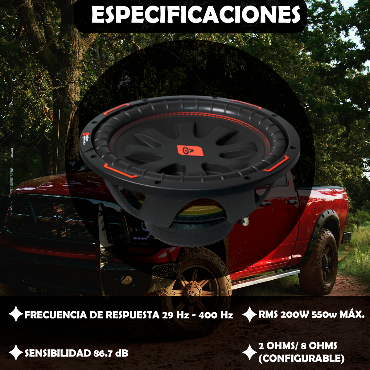 Subwoofer Cerwin Vega 12” 550W Máx Bajos Potentes CVP12D4