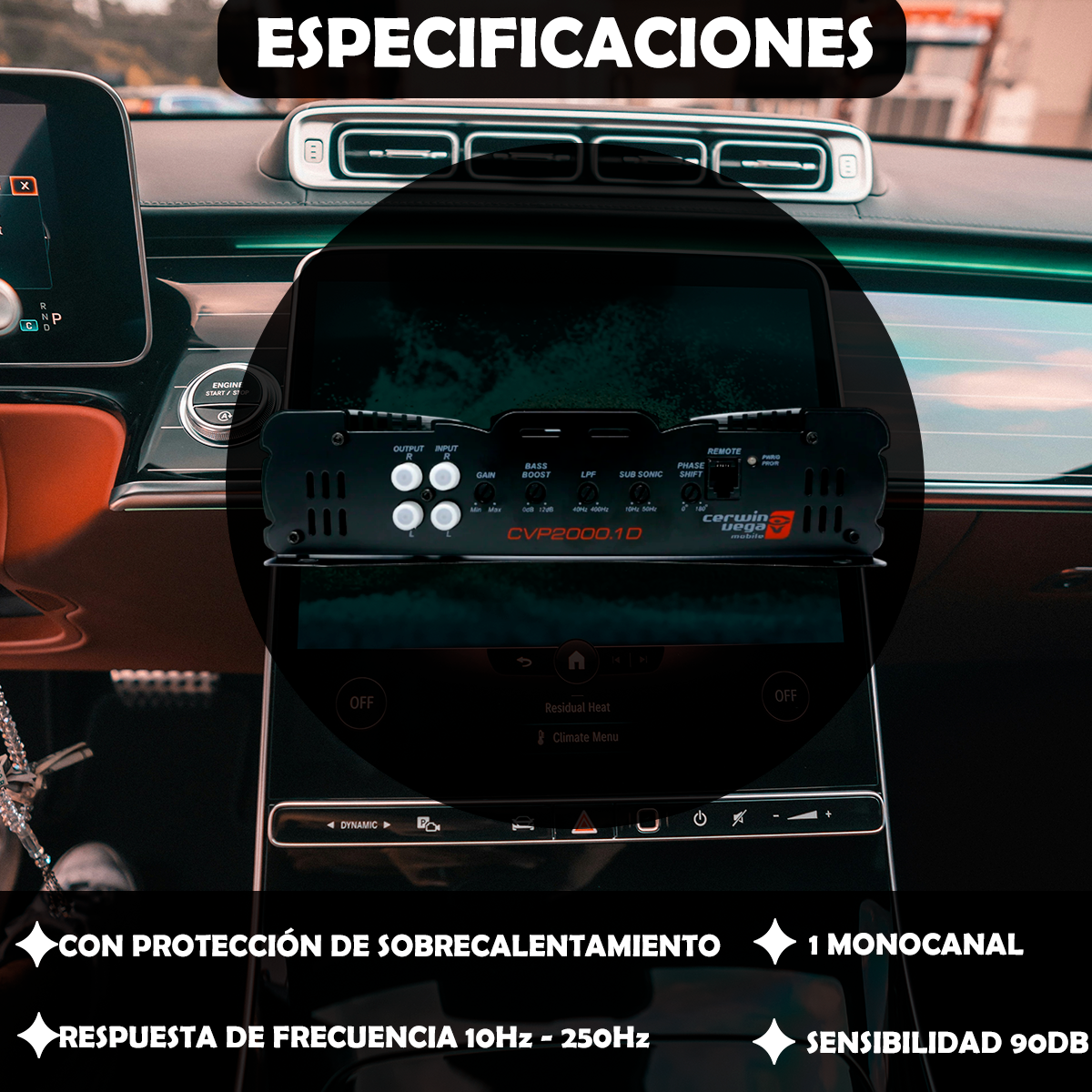 Amplificador De 1 Canal Cerwin Vega Clase AB CVP2000.1D