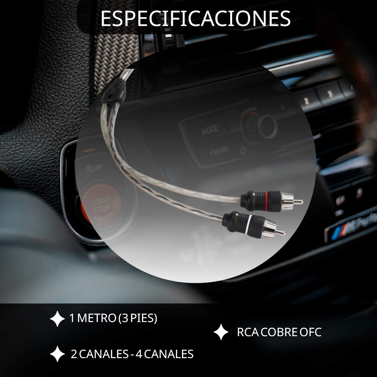 Cable Auxiliar RCA 2 Canales JL Audio XD-CLRAIC2-3