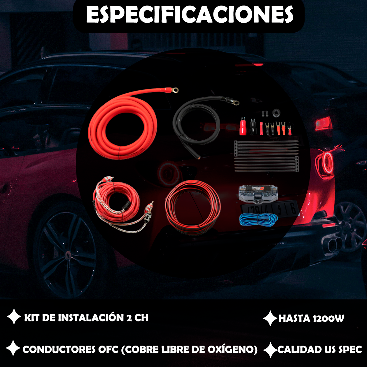 Kit de Instalación Cerwin Vega para Amplificador de 2 Canales Calibre 4 CAK42