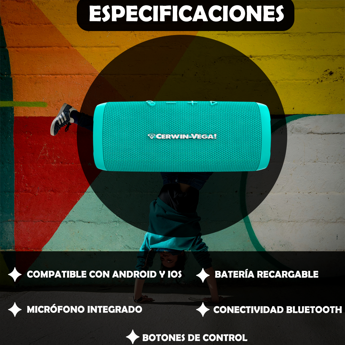 Bocina Portátil Bluetooth Cerwin Vega Vegamini Variedad de Colores