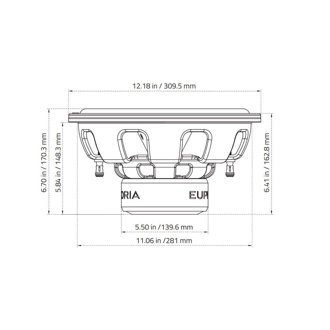 dB Drive Euphoria EW3 12D4 — plano de dimensiones