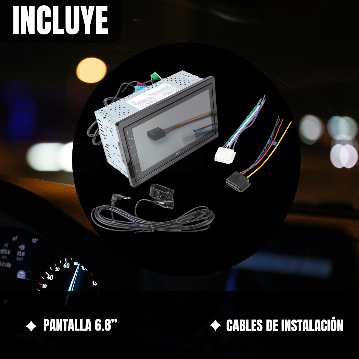 Autoestéreo JVC 6.8 Pulgadas Táctil Bluetooth Android Auto KW-M180BT