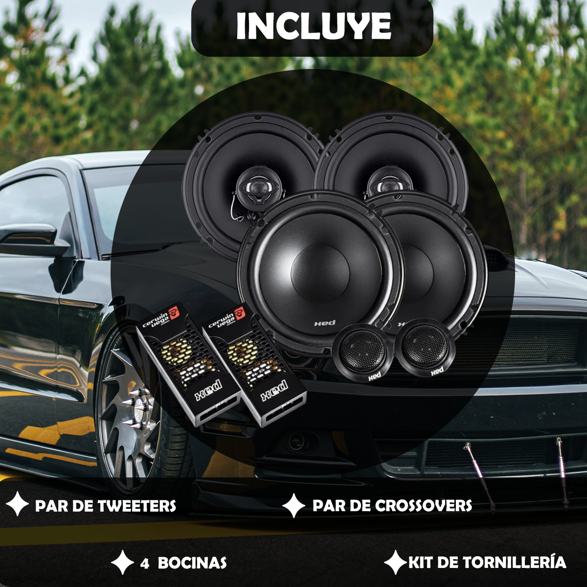 Paquete Cerwin Vega Set de Medios XED650C + Bocinas XED62 + Regalo