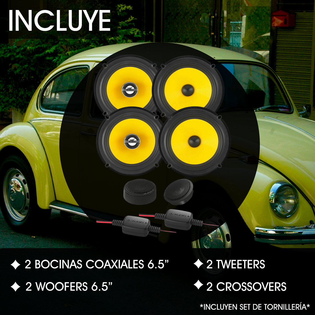 Paquete JL Audio Set de Medios C1-650 + Bocinas Coaxiales C1-650X