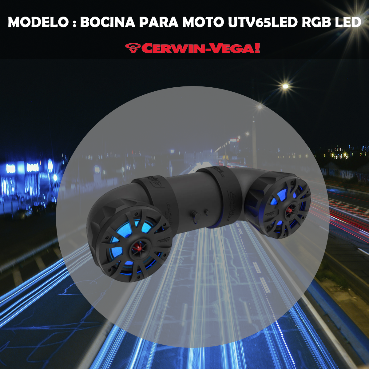 Bocina Amplificada Para Moto Cerwin Vega RGB LED UTV65LED Con Regalo