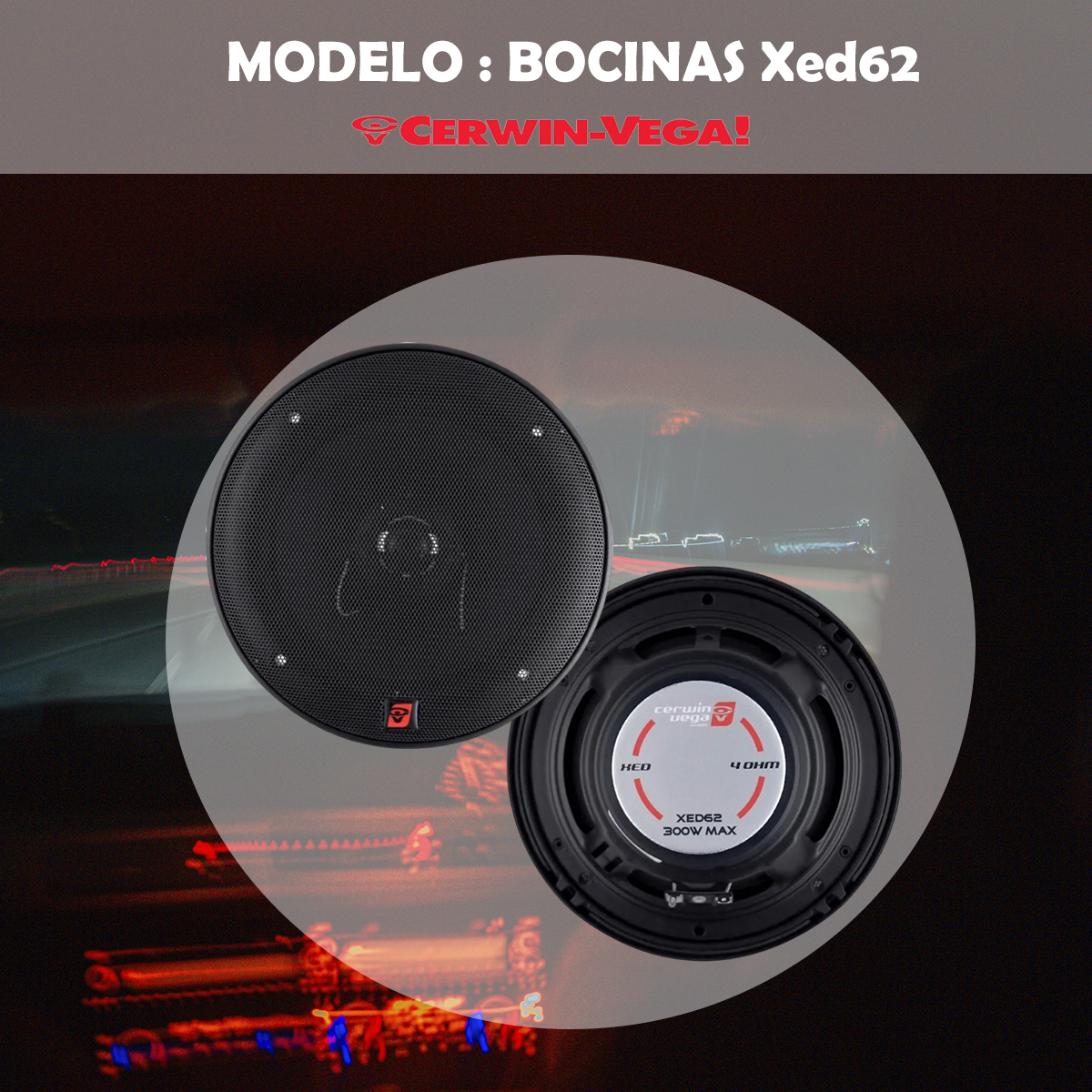 Par de Bocinas Cerwin Vega Para Auto 6.5 Pulgadas Xed62