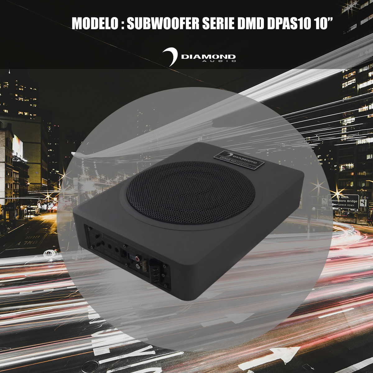 Subwoofer Activo Compacto Diamond Audio 10” Serie DMD DPAS10
