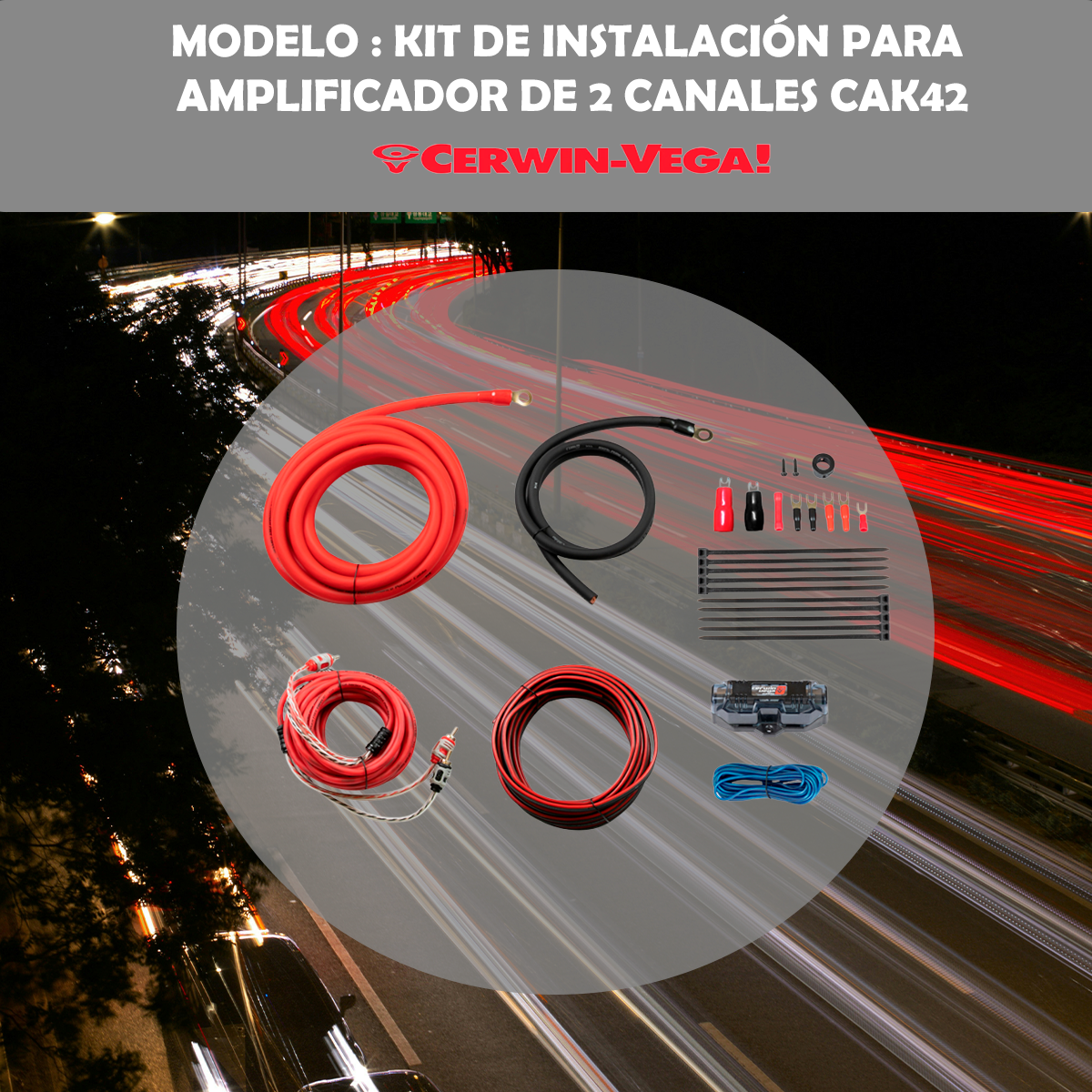 Kit de Instalación Cerwin Vega para Amplificador de 2 Canales Calibre 4 CAK42