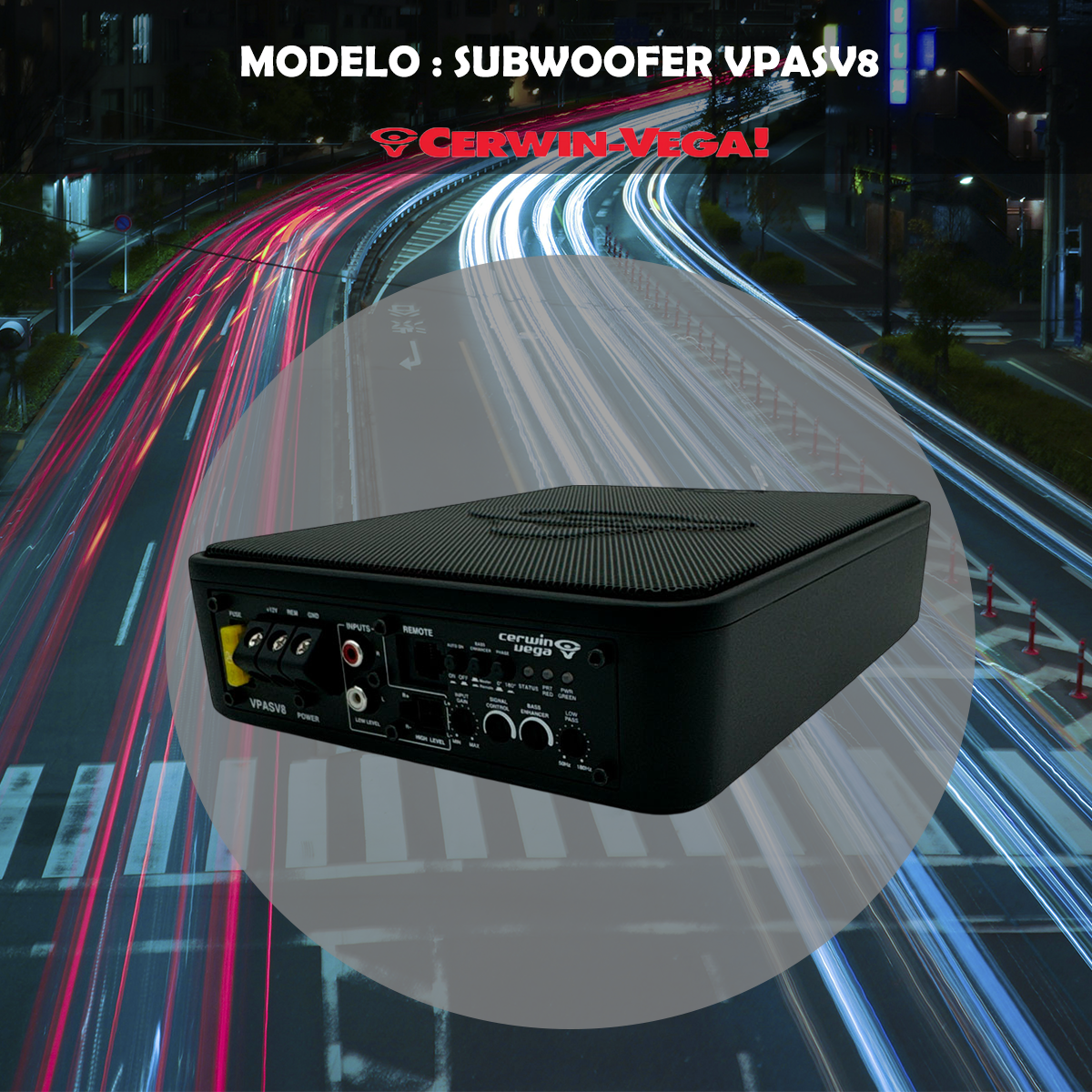 Subwoofer Amplificado Super Slim Cerwin Vega 8" VPASV8