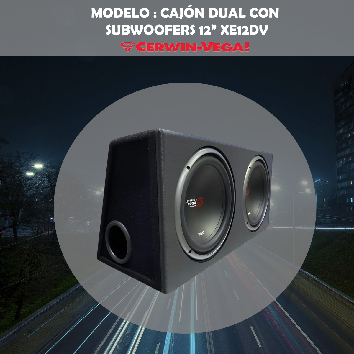 Cajón Dual Cerwin Vega con Subwoofers de 12 Pulgadas XE12DV