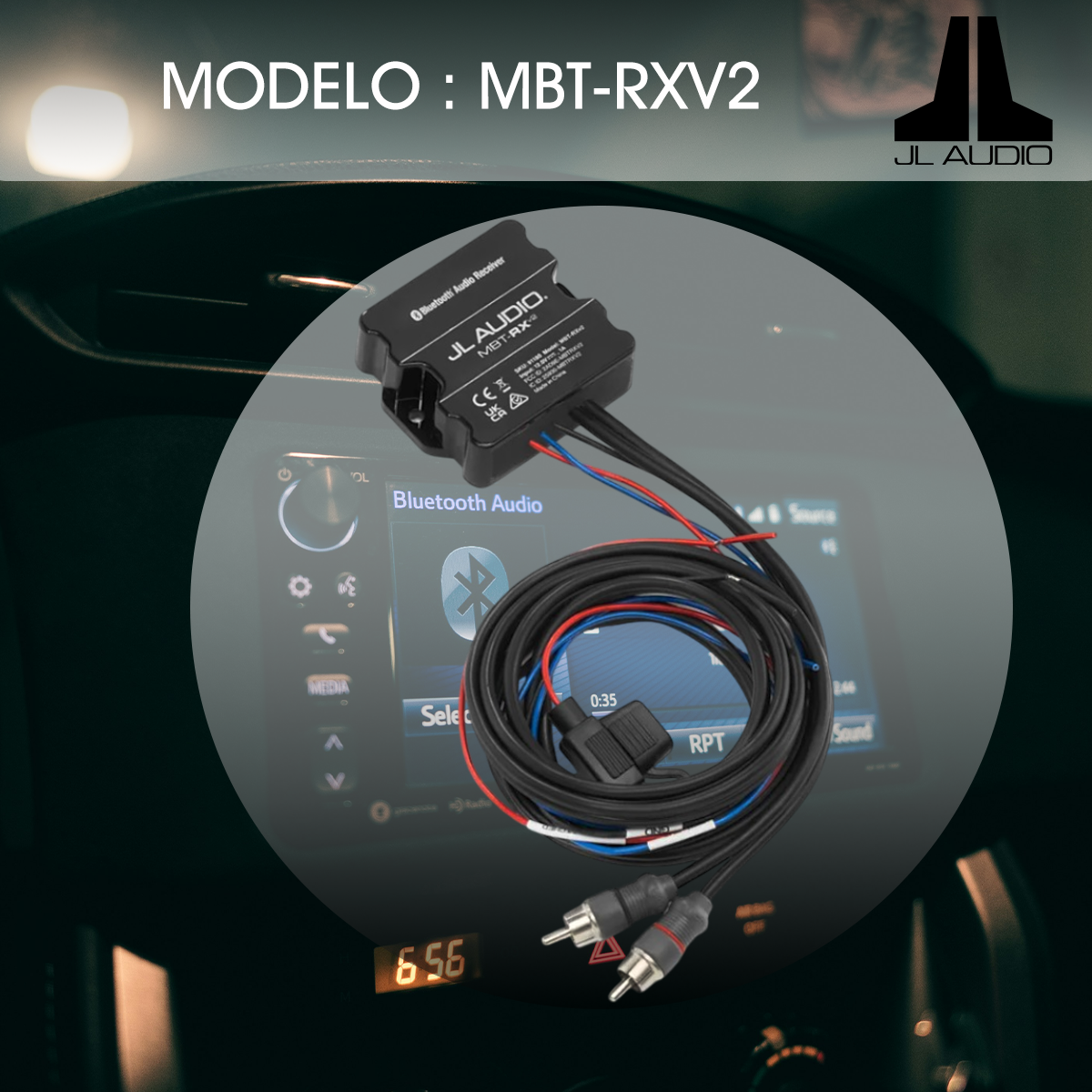 Receptor Bluetooth JL Audio MBT-RXV2 para Audio de Alta Calidad en Vehículos