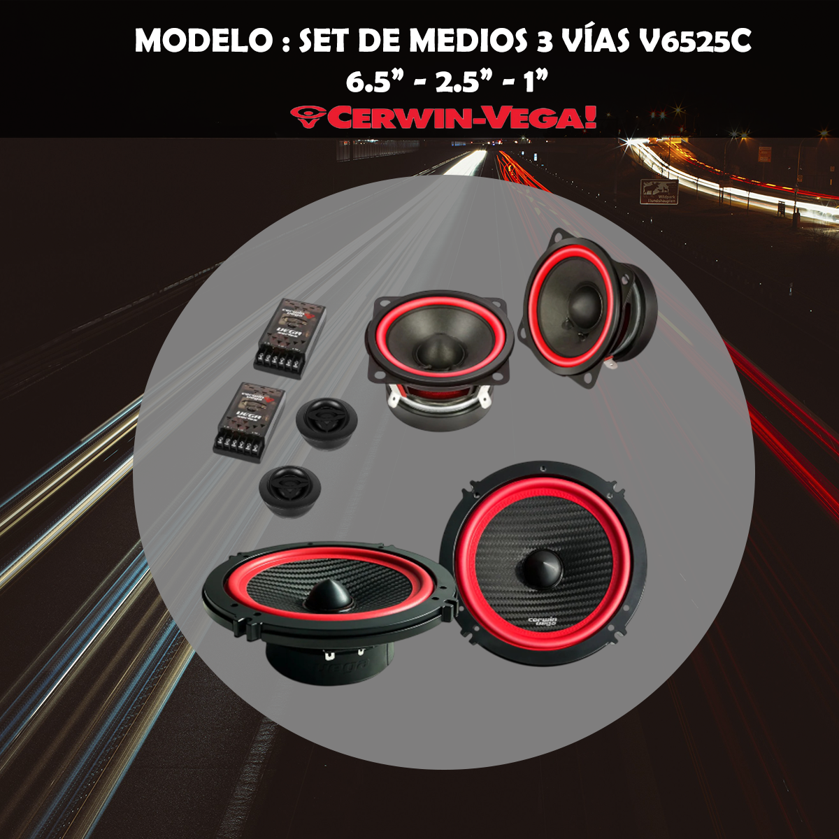 Set de Medios Cerwin Vega 3 Vías 6.5 y 2.5 Pulgadas Versión 2025 V6525C