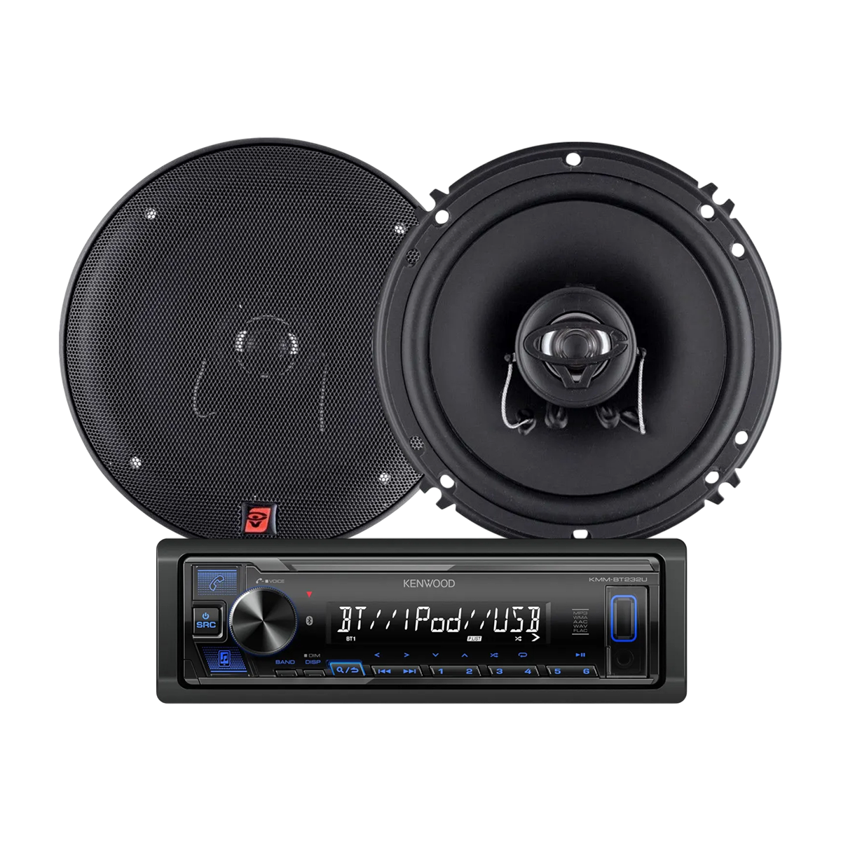 Pack autoestéreo Kenwood Kmm-bt232u + bocinas Cerwin Vega XED62