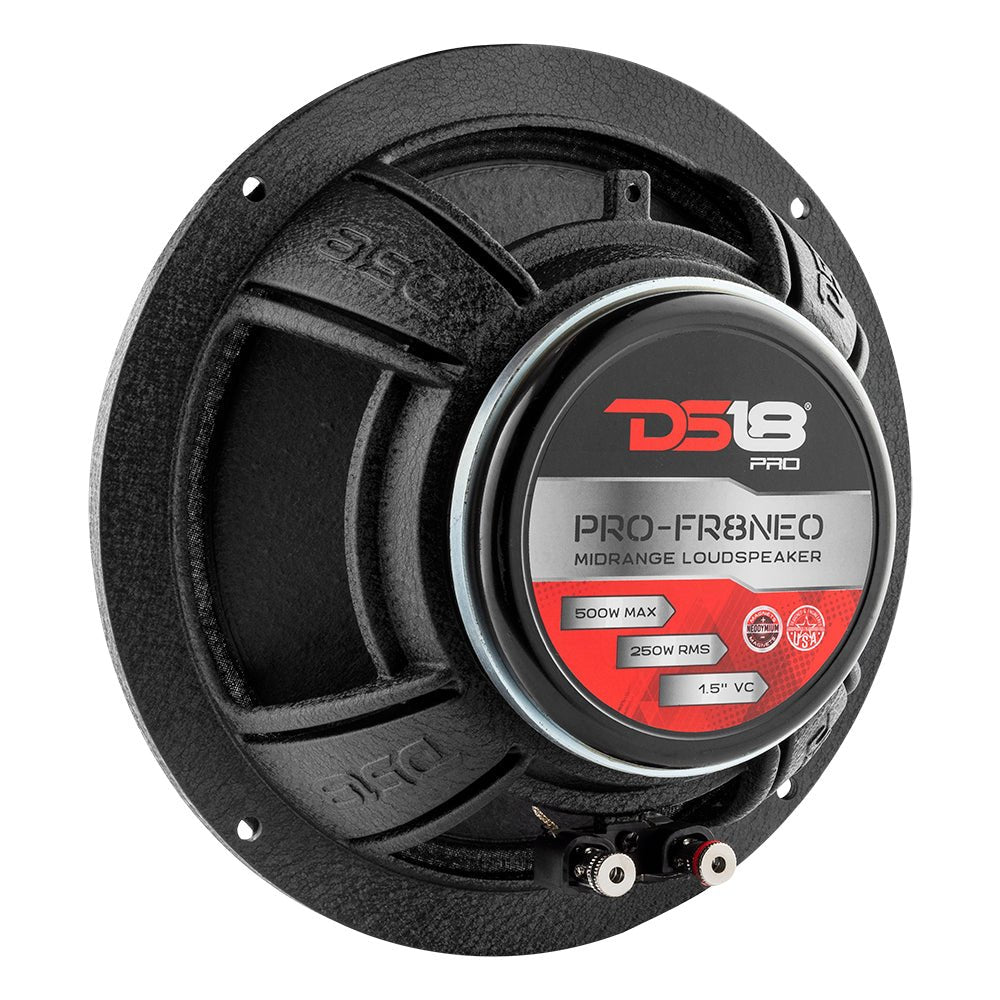 DS18 PRO-FR8NEO — vista posterior y etiqueta de modelo