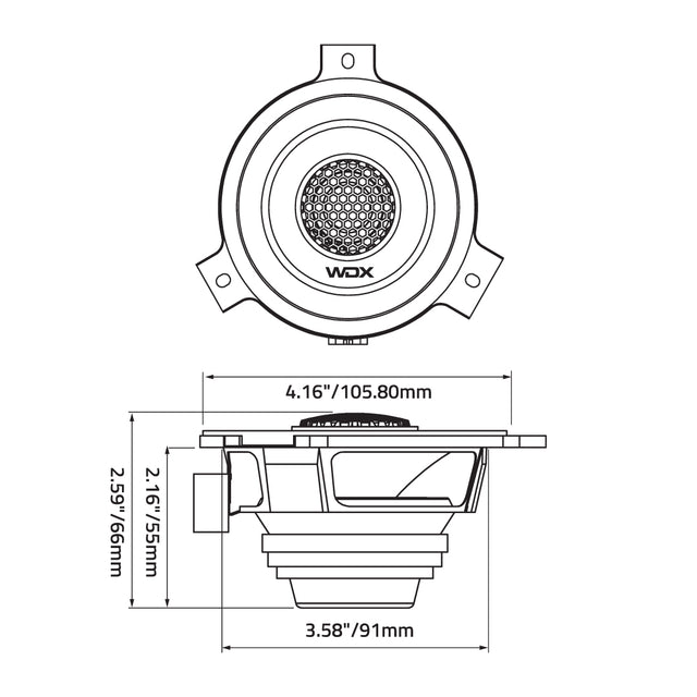 dB Drive WDX4-JP bocinas coaxiales 4" IP51 para Jeep OEM - WDX4-JP - imagen producto 4