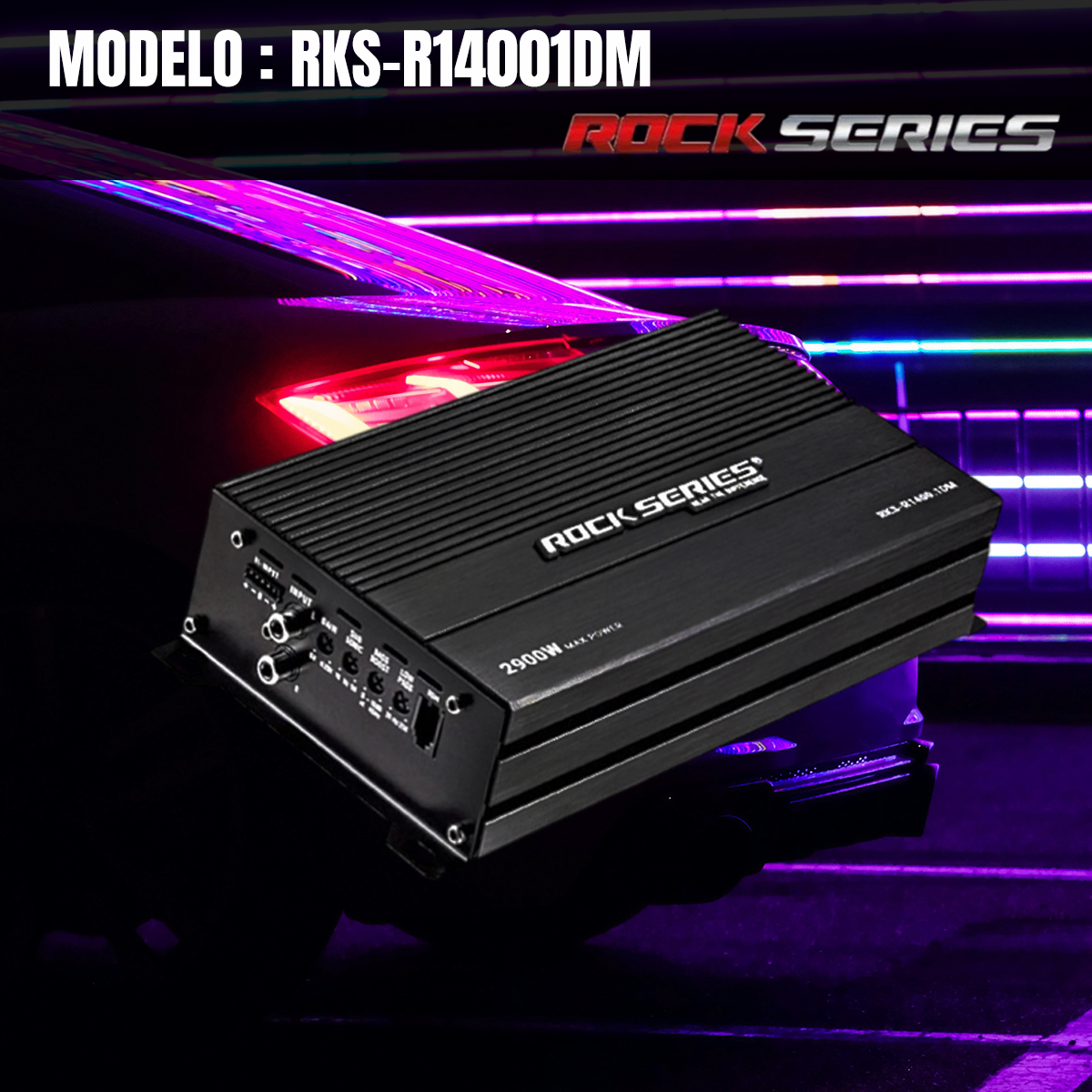 Amplificador Rock Series RKS-R1400.1DM 2900W Máx Clase D Monocanal