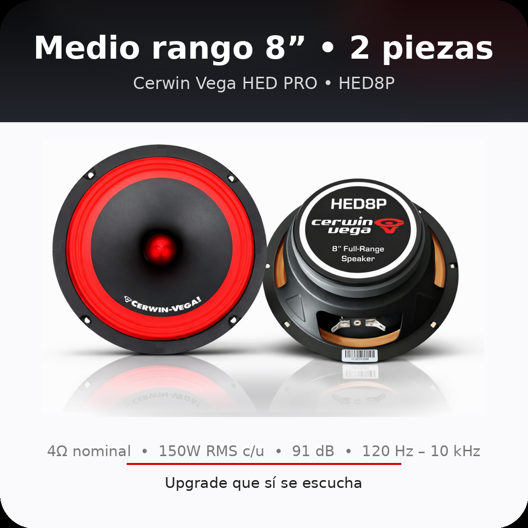 2 Bocinas 8 Pulgadas Medio Rango Cerwin Vega HEDPRO HED8P