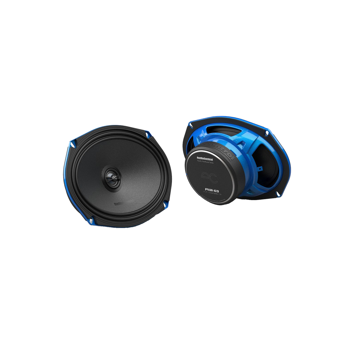 AudioControl PNW-69 — par, vistas frontal y posterior con modelo PNW-69