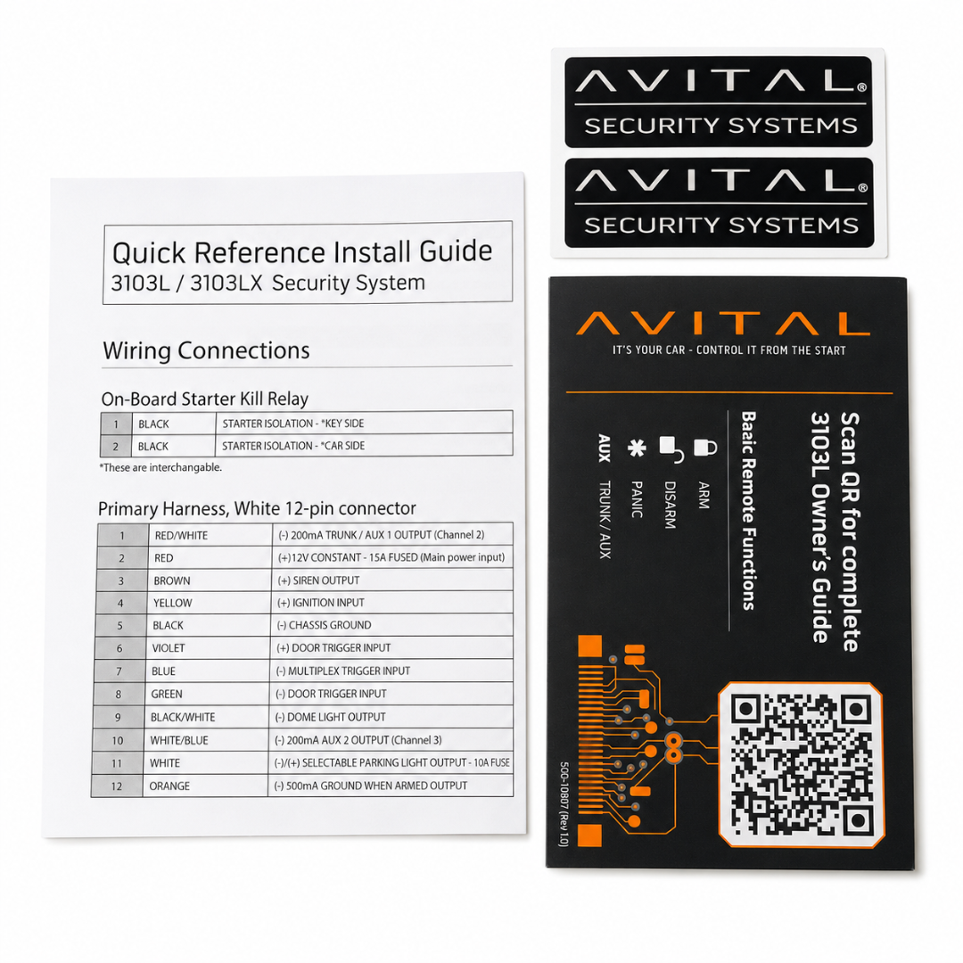 Avital 3103L Alarma Automotriz con Entrada Sin Llave