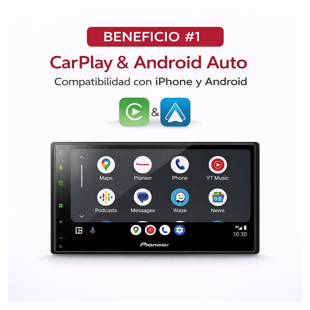 Pantalla Pioneer 6.8 Pulgadas CarplayAuto Dmh-w3000nex