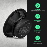 AudioControl EPICPRO8X Medio Rango 8 pulgadas 250W RMS 4 ohms - EPICPRO8X - imagen producto 6