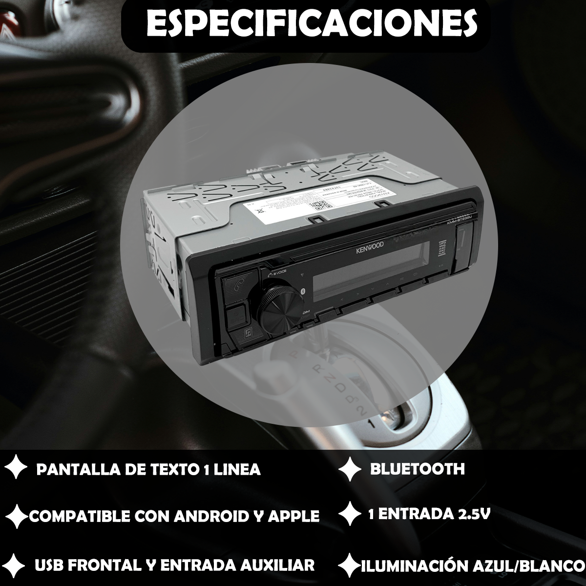 Pack autoestéreo Kenwood Kmm-bt232u + bocinas Cerwin Vega XED62