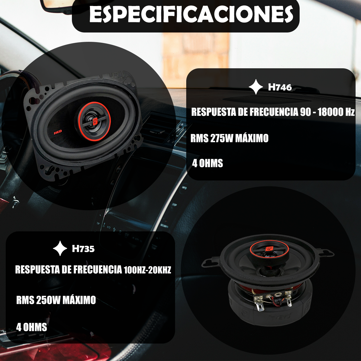 Paquete Bocinas Para Auto Cerwin Vega H746+Cerwin Vega H735