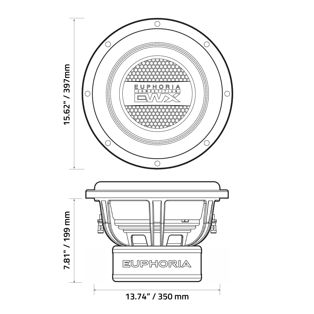 dB Drive Euphoria EWXC15D4 — plano de dimensiones