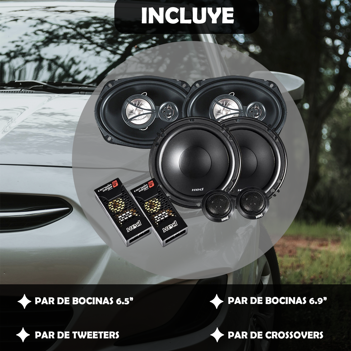 Pack Cerwin Vega Set de Medios XED650C con Bocinas 6x9" XED693