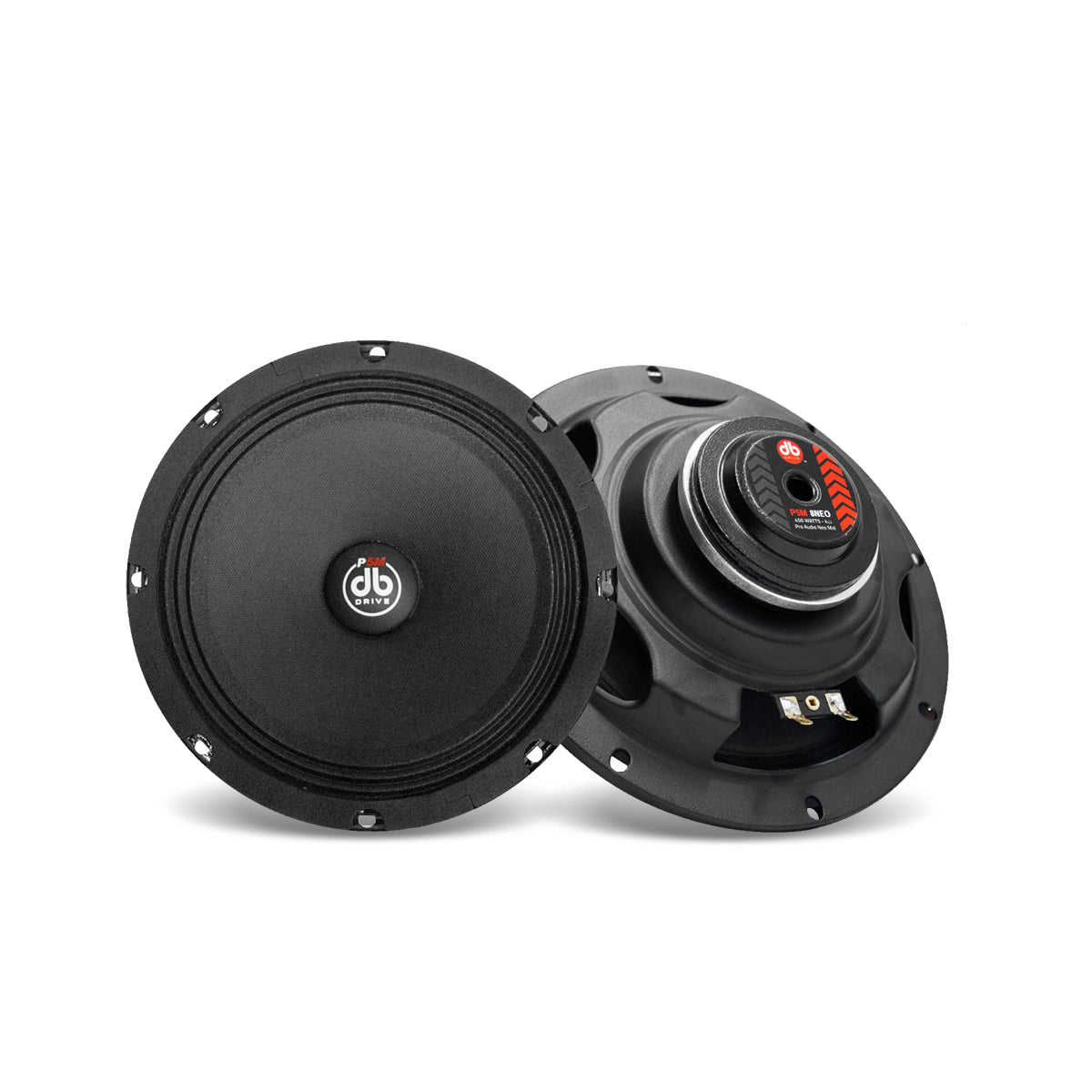 dB Drive P5M 8NEO — vista frontal y posterior, 4 ohms