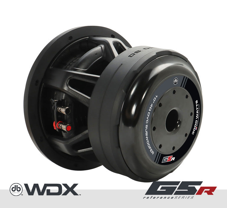 dB Drive WDX10G5R.4, vista posterior de subwoofer de 10 pulgadas, doble bobina de 4 ohms