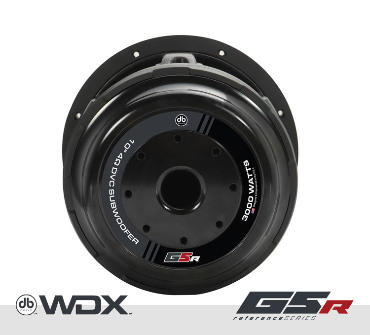 dB Drive WDX10G5R.4, vista posterior de subwoofer de 10 pulgadas, doble bobina de 4 ohms