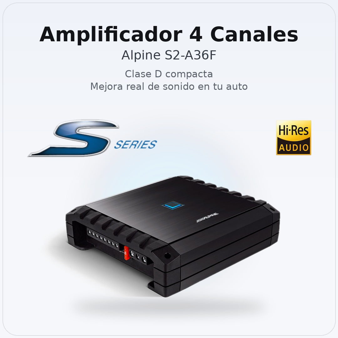 Amplificador 4 Canales Alpine S2-A36F Clase D 160W RMS