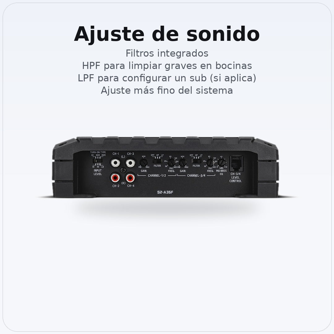 Amplificador 4 Canales Alpine S2-A36F Clase D 160W RMS