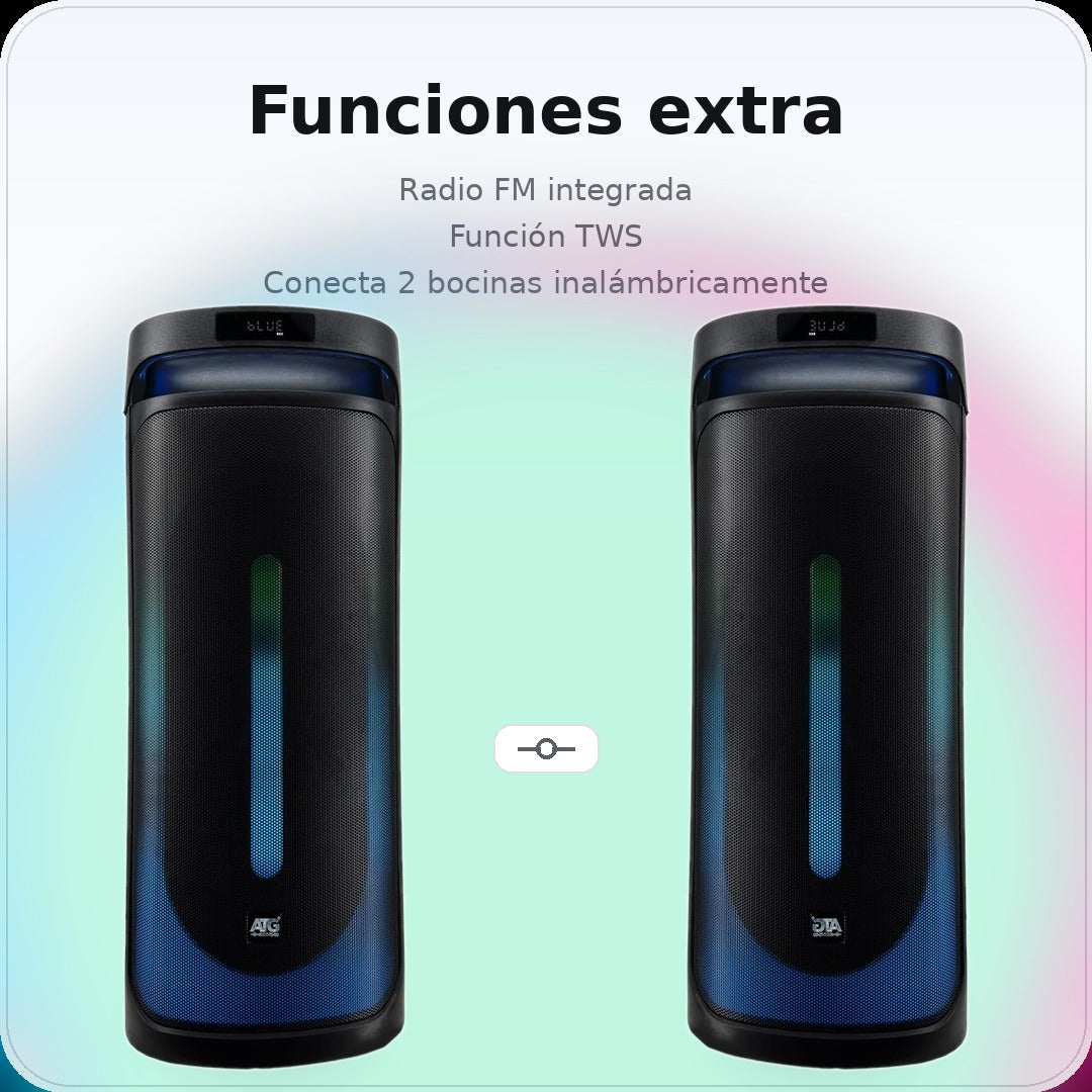 Bocina Party Box ATG FYRE-PRO880 8” Bluetooth LED
