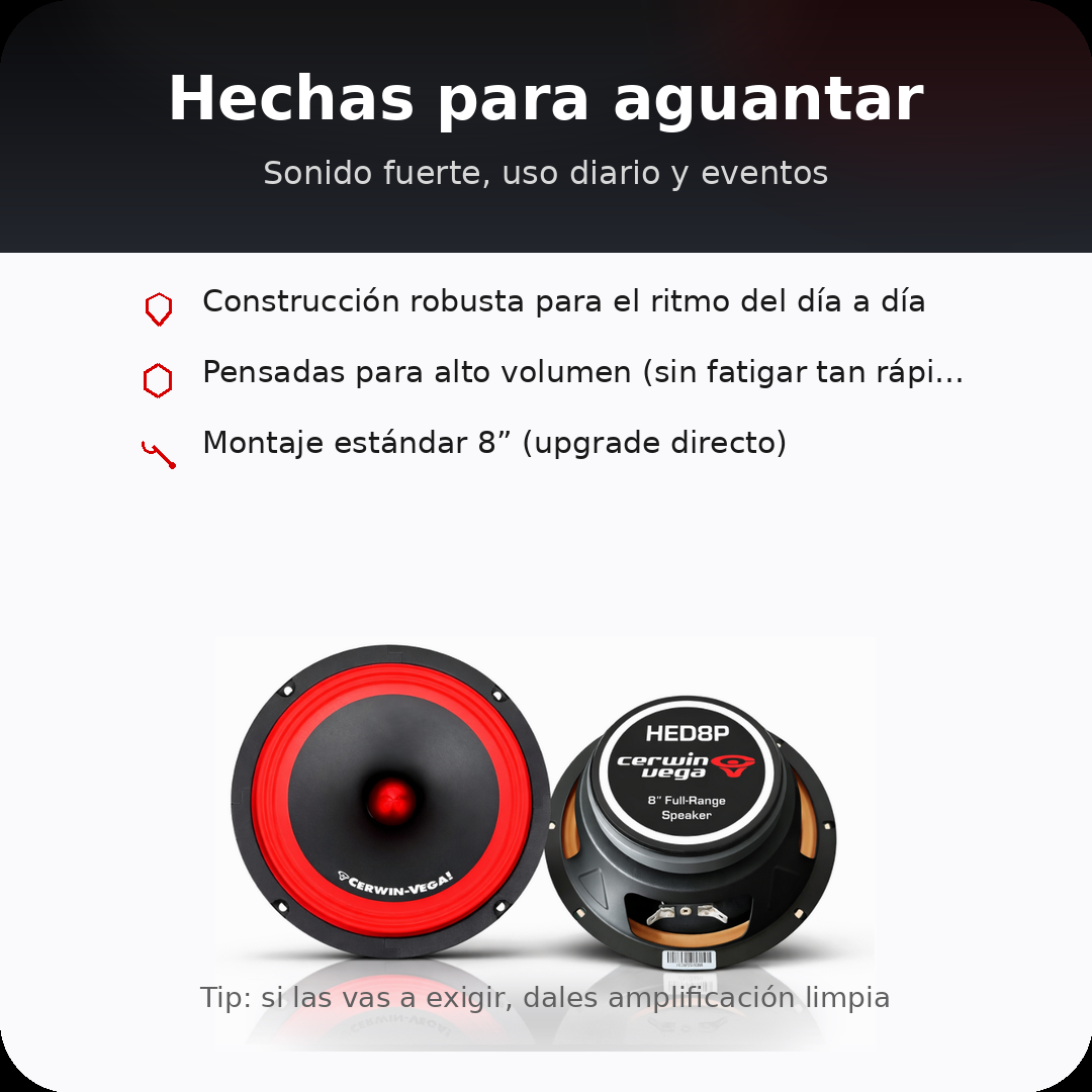 2 Bocinas 8 Pulgadas Medio Rango Cerwin Vega HEDPRO HED8P