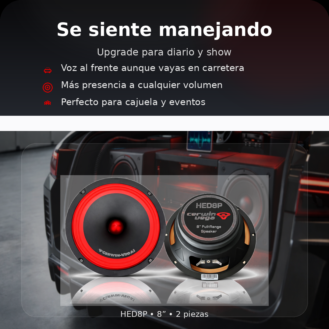 2 Bocinas 8 Pulgadas Medio Rango Cerwin Vega HEDPRO HED8P