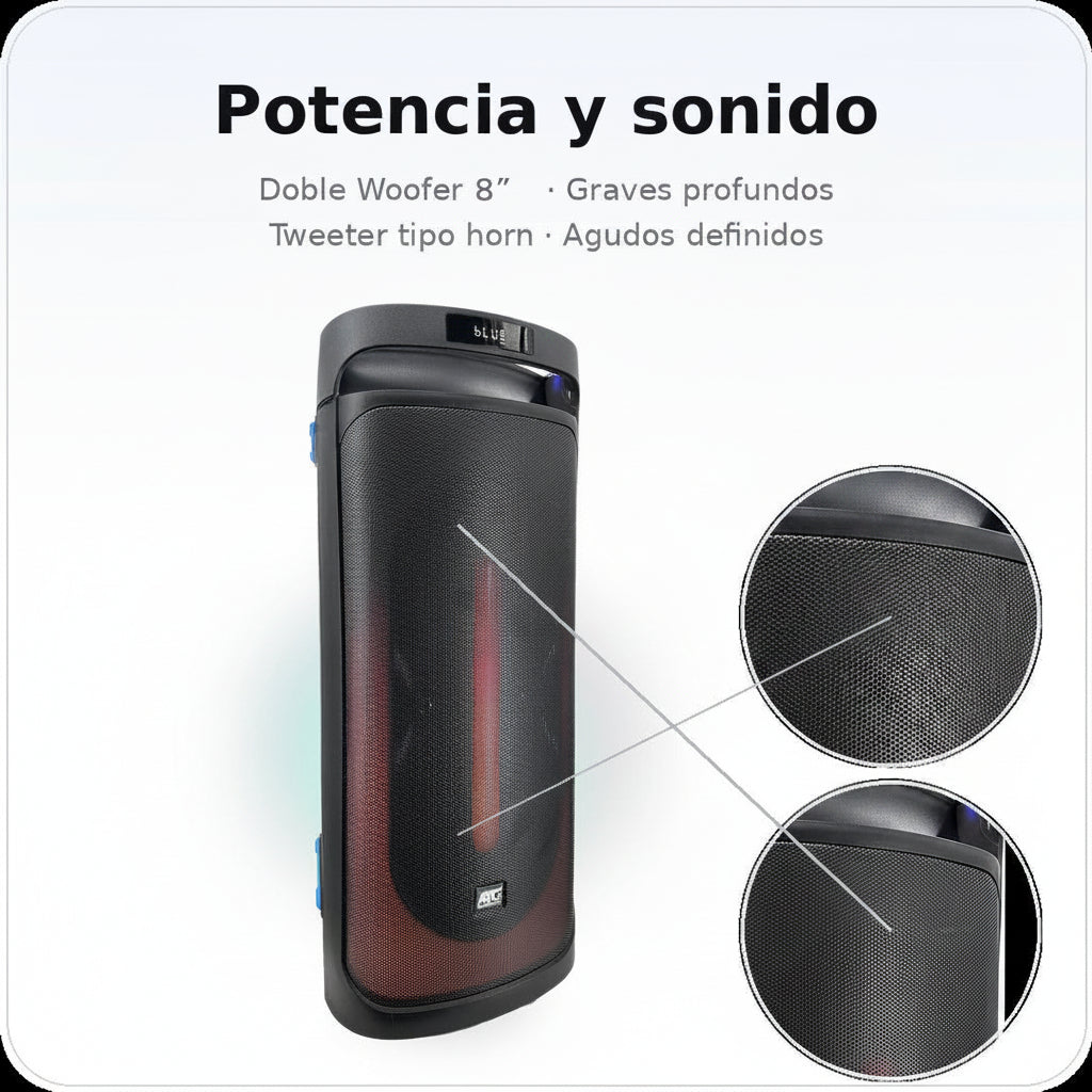 Bocina Party Box ATG FYRE-PRO880 8” Bluetooth LED