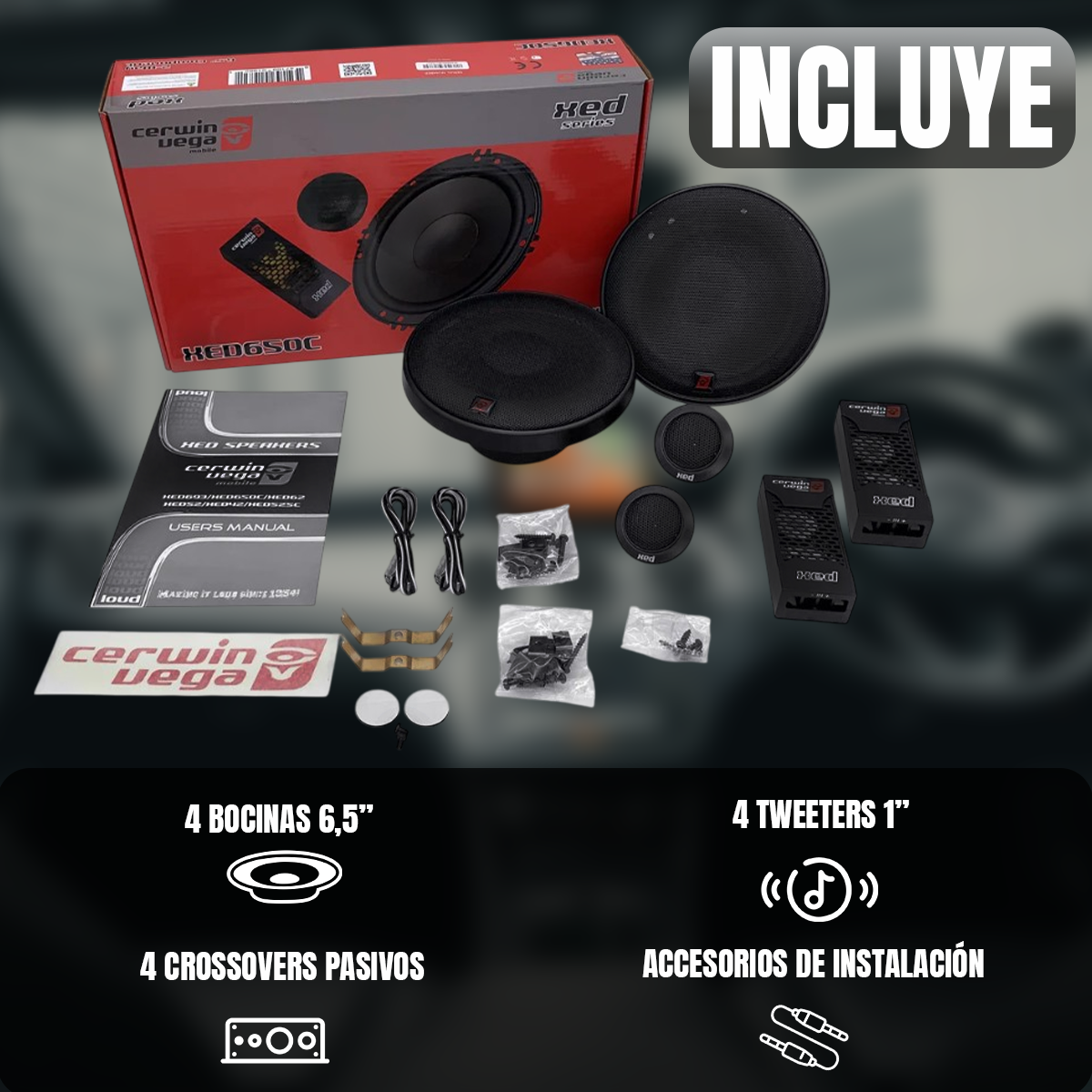 Paquete de 2 Sets de Medios Cerwin Vega XED650C - 6.5″ para Auto
