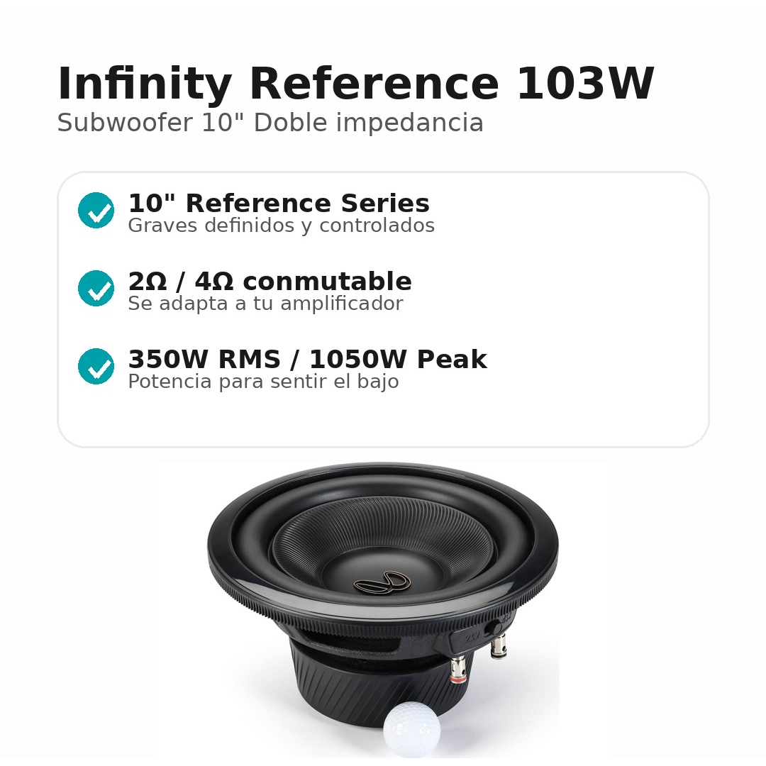 Subwoofer 10” Infinity Reference 103W 2Ω 4Ω